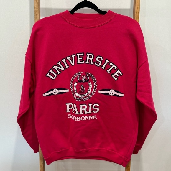 EUC RARE VINTAGE 80s/90s Universite Paris Sorbonne Sweatshirt - Size 3 (Size 12) - Picture 1 of 6
